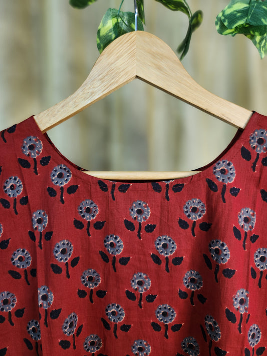 Brick Red Floral Kurta