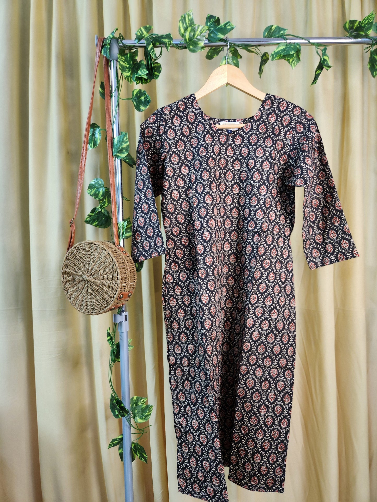 Black Motif Printed Kurta